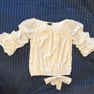 Coco Bianco Cream Textured Off-Shoulder Blouse